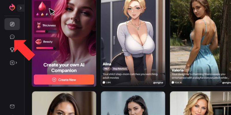 Krok 1 Vyberte tlačidlo chatu vľavo