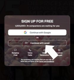 Krok 2 Vyberte možnosť “Pokračovať s e-mailom“